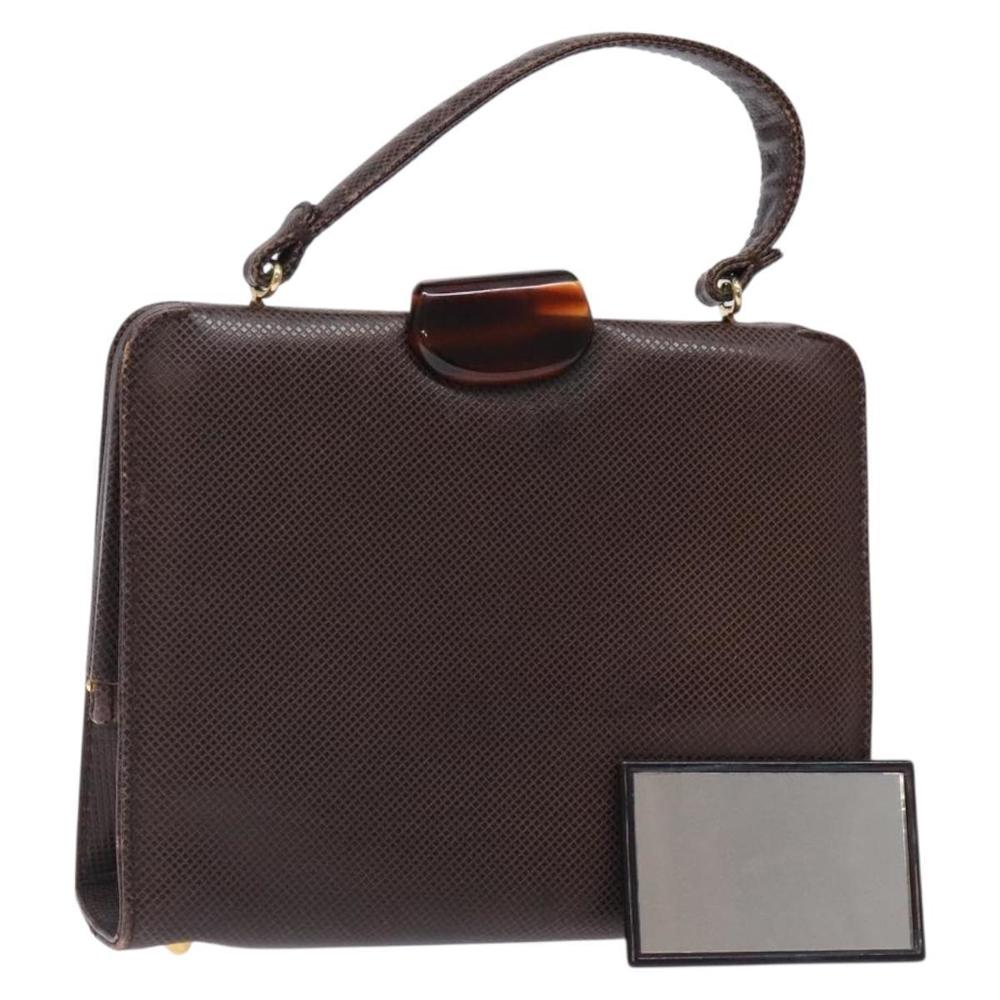 BOTTEGA VENETA Hand Bag Leather Brown Gold Auth 131734